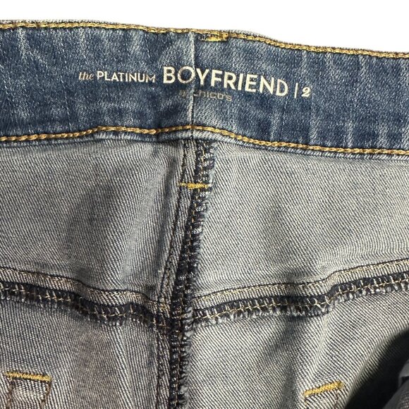 Chicos Womens 2/12 Platinum Boyfriend Jeans Light Wash Denim Distressed Stretch - Picture 4 of 13